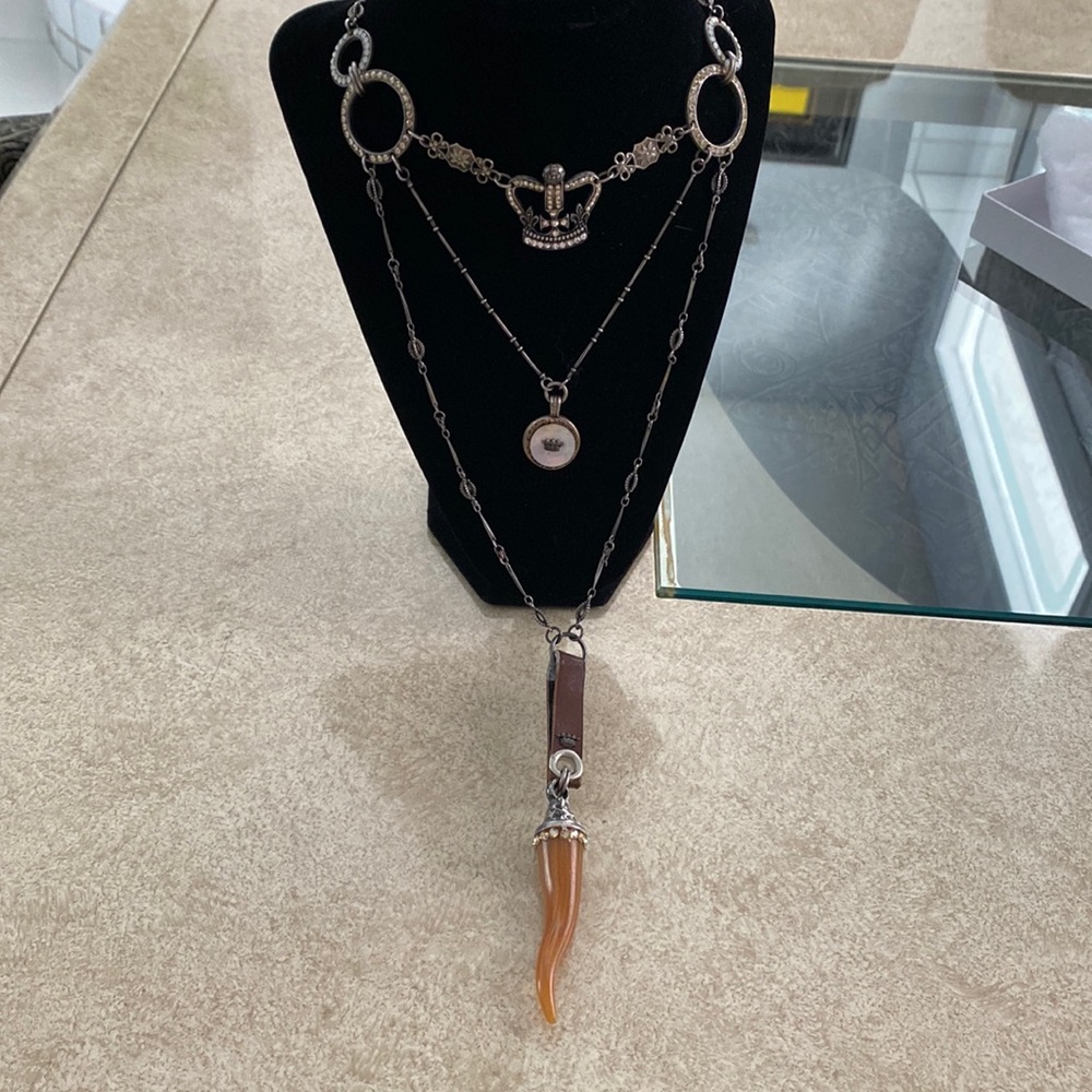 LK Leetal Kalmanson Crown Statement Necklace Layered Chains